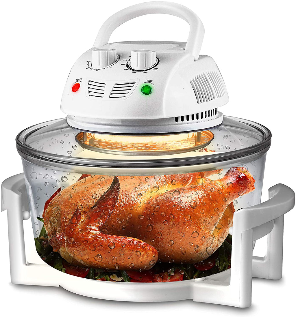 NutriChef Air Fryer, Infrared Convection Oven, Halogen Oven Countertop, Healthy Cooking, Stainless Steel, 13 Quart 1200W, Prepare Quick Healthy Meals, Great for French Fries & Chips, White (PKAIRFR48)