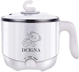 DCIGNA Electric Hot Pot Stainless Steel, Electric Noodles Cooker, 1.5L Mini Hot Pot Shabu- Perfect for Ramen, Egg, Pasta, Dumpling, Soup, Porridge, Oatmeal White