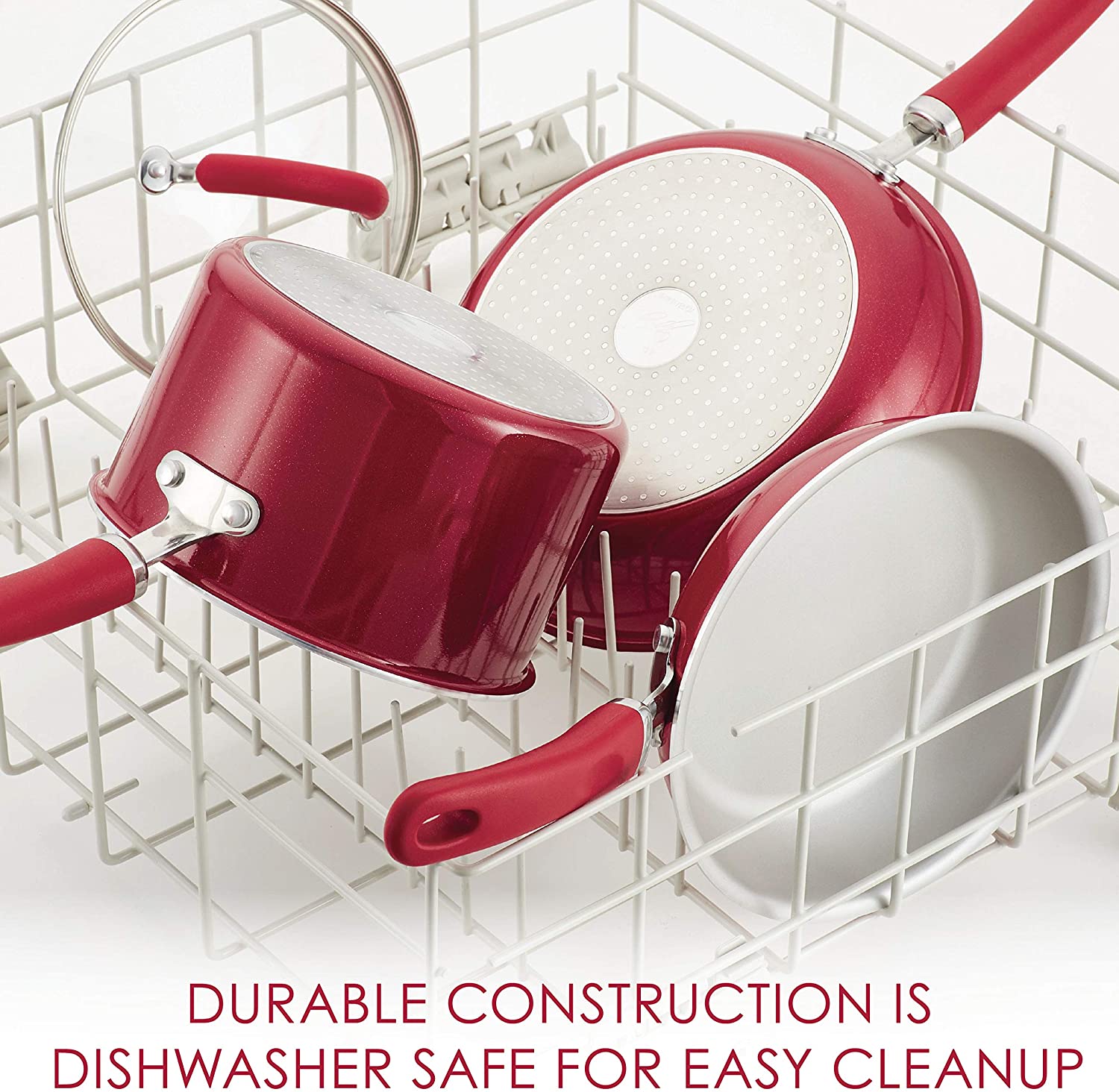Rachael Ray Create Delicious Nonstick Multi-Pot/Steamer Set, 3 Piece, Red Shimmer