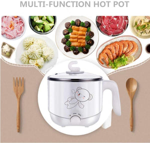 DCIGNA Electric Hot Pot Stainless Steel, Electric Noodles Cooker, 1.5L Mini Hot Pot Shabu- Perfect for Ramen, Egg, Pasta, Dumpling, Soup, Porridge, Oatmeal White